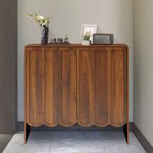 Aufbewahrungsschrank mit 2 Türen 75x60x80 cm als Sideboard Konsolentisch und Bücherschrank für Wohnzimmer Flur und Büro stilvoll geräumig, Walnuss - Nussbaum - Übersicht 7