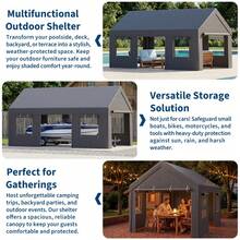 strundghti 20x12x10 Ft Heavy Duty Portable Garage – All-Weather Carport Canopy With 140g PE Waterproof Cover – 4 Roll-Up Doors & 4 Vent Windows For Trucks, Boats, Storage - Gray - View 8