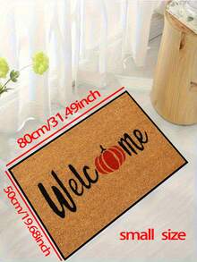 1pc Minimalist Red Pumpkin Welcome Letter Pattern Entryway Door Mat, Fun Minimalist Style Short Plush Quick-Dry Non-Slip Machine Washable Door Mat, Home Decor, Soft Furnishing Decor, Suitable For Kitchen, Bathroom, Dining Room, Entrance Mat, Party, Gathering, All Seasons, Yard Decor - Mustard Yellow - View 7