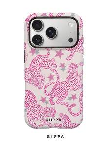 GIIPPA 1件粉色背景搭配粉色豹紋設計手機殼，適用於Phone 17 Pro Max，兼容Phone 16 Pro Max、15 Pro Max、14 Pro Max，韓系高端時尚趣味手機殼，兼容11/12/13/14/15/16 Pro Max Plus，優雅設計男女皆宜，適合送給女友的聖誕節、情人節、復活節、婚禮季與生日完美禮物 - 彩色 - 查看 1