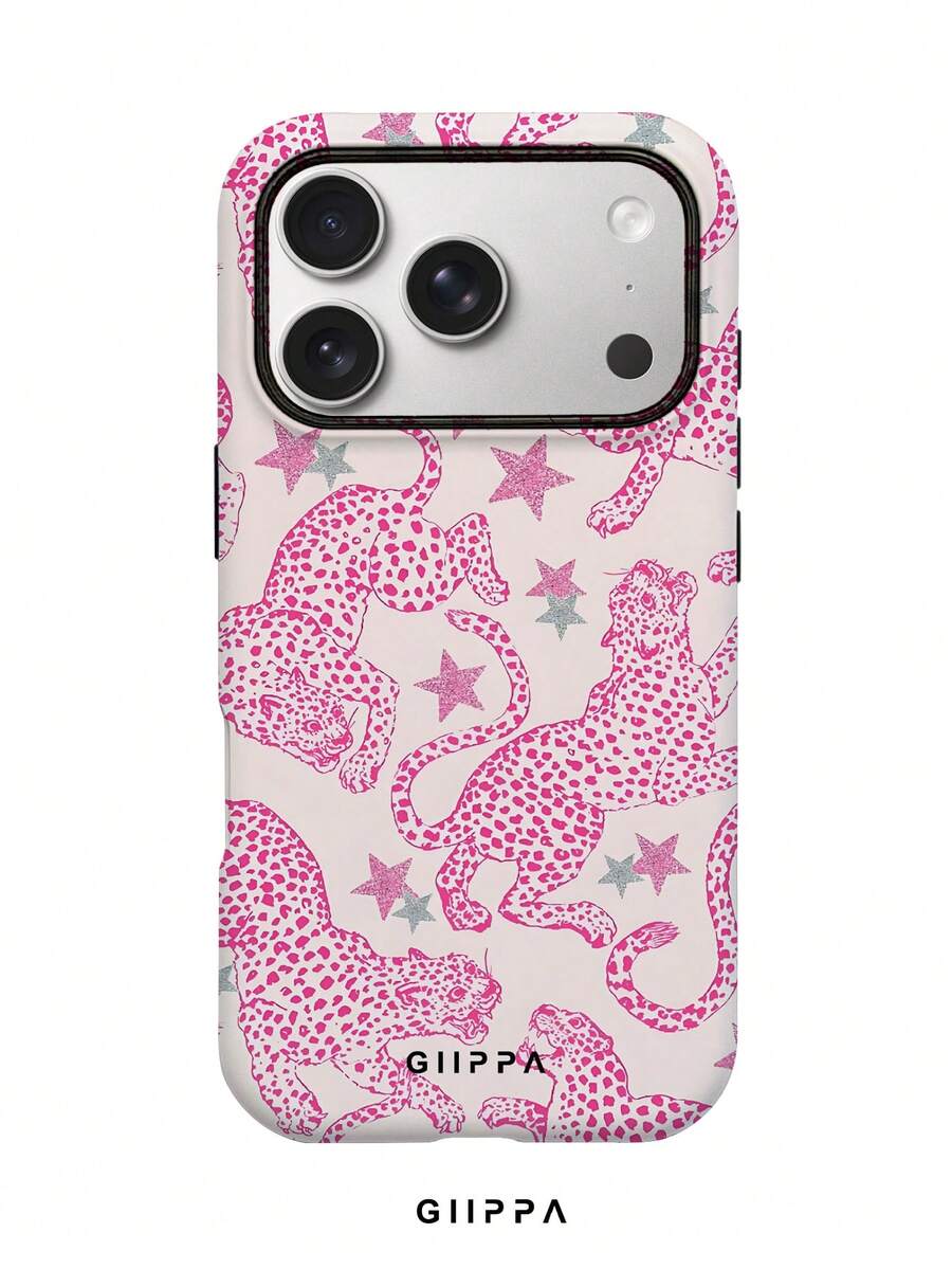 GIIPPA 1件粉色背景搭配粉色豹紋設計手機殼,適用於Phone 17 Pro Max,兼容Phone 16 Pro Max、15 Pro Max、14 Pro Max,韓系高端時尚趣味手機殼,兼容11/12/13/14/15/16 Pro Max Plus,優雅設計男女皆宜,適合送給女友的聖誕節、情人節、復活節、婚禮季與生日完美禮物 - 彩色 - 查看 1