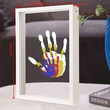 1pc DIY Handprint Art Kit, Includes Memory Keepsake 3D Photo Frame, Wooden Display Stand And 4pcs Clear Acrylic Plates, No Electricity Required, Suitable As Home Decor Gift For Family, Couples, Friends, Birthday, Graduation Gift Or Desktop Decoration - Multicolor - View 4