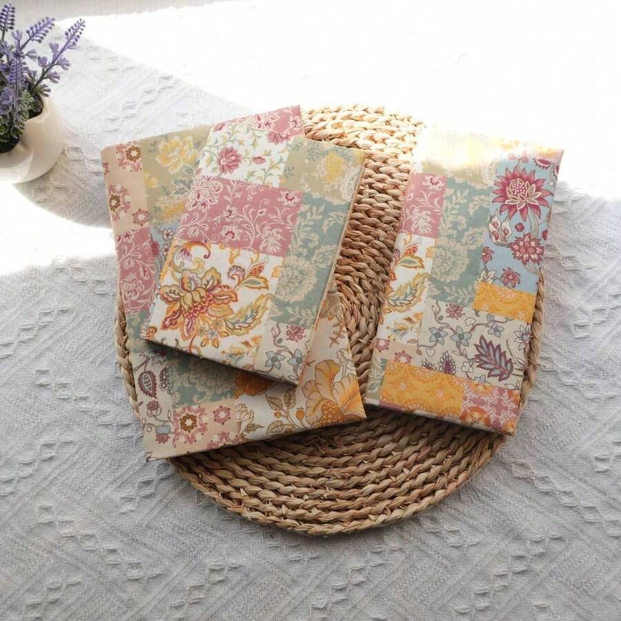 1 buah Sampul Buku Kain Patchwork Gaya Pastoral Ukuran A5/A6, Dapat Dicuci, Lembut, Pelindung untuk Buku Catatan/Buku Harian/Perencana - Mozaik pedesaan - View 1