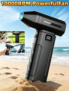 Blower Udara Genggam Bertenaga, Pembersih Debu Nirkabel, Blower Daun, Kipas Kecepatan Tinggi untuk Mobil, Pembersihan Salju dengan 2 Baterai Kapasitas 2600mAh, Blower Udara Nirkabel Portabel - Hitam - View 1
