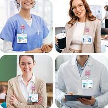 1 pieza Portacredencial retráctil 2D plano "Let's Get This Bread" con tostadora rosa divertida, soporte lindo para identificación médica, clip para etiqueta de nombre para enfermera RN LPN CNA MA, turno nocturno, estudiante de enfermería, médico y trabajador social médico - Multicolor - Ver 5