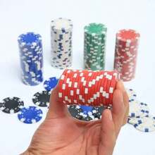 200pcs ABS Monte Carlo Poker Chips, Casino Grade Striped Pattern, Suitable For Texas Hold'em, Blackjack, Card Night Poker Games, Perfect For Casino Card Games, Poker Games And Family Game Night - Multicolor - View 8