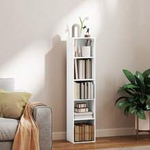 5-Tier Freestanding Bookshelf, Storage Shelf With Adjustable Shelves For Living Room, Bedroom, White - 白色 - 查看 8