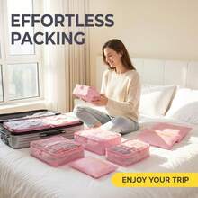 6pcs Set Diagonal Stripe Travel Luggage Organizer Bags, Multi-Functional Luggage Organizer With Clothing, Shoes And Underwear Bags, Space-Saving, Clothes Classification Storage Packing Portable Storage Bags, Travel Supplies Set Underwear Organizer Storage Bags, 6 Sizes, Reusable And Washable, Essential Organizer Bags For Travel And Business Trips - View 6