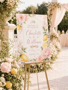 優雅婚禮歡迎牌模板，歡迎板，婚禮照片拼貼，現代歡迎牌，可列印婚禮接待海報 - 彩色 - 查看 1