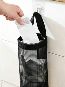 1pc Wall-Mounted Mesh Plastic Bag Storage Rack, Foldable Shopping Bag Dispenser, Breathable Hanging Shopping Bag Organizer, Kitchen Trash Bag Storage Rack, Multi-Functional Trash Bag Storage Rack, Suitable For Home Storage Room, Cabinet Door, Bathroom, Laundry Room - Multicolor - View 3