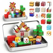 35pcs Farm Animal Magnetic Blocks - Portable Iron Storage Box STEM Educational Building Toy - Essential For Road Trips And Flights, Suitable For 4-8 Years Old Children Birthday/Holiday Gift - Multicolor - View 3