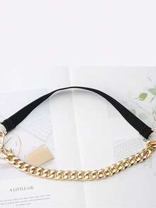 1pc Women's Multi-Color Waist Belt, Fashionable Vintage Suit Elastic Chain Waist Belt, Design Metal Chain Detachable Belt - A - View 2