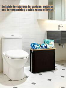 Baofeng Collapsible Toilet Paper Storage Rack With Lid, Bathroom/RV/Closet Storage Basket, Holds 12 Standard Toilet Paper Rolls, Dust-Proof Tissue Box, Tool-Free Quick Assembly, Compact Space-Saving Storage Solution - With Perspective Edges - View 10