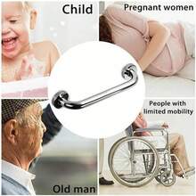 Stainless Steel Bathroom Grab Bar, Bathtub Safety Handle For Elderly, Anti-Slip Handrail For Bathroom And Stairs - A - View 2