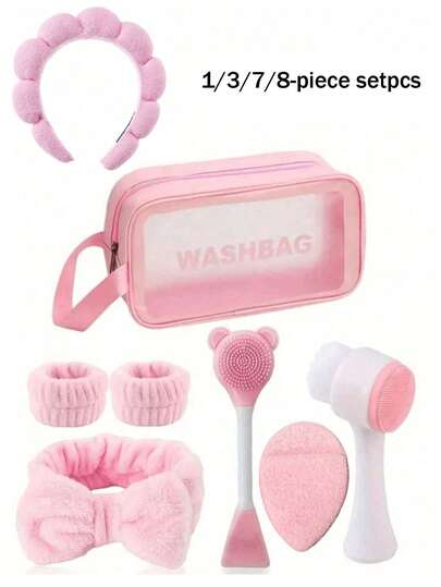 CHIGO 7 Parça veya 8 Parça Cilt Bakım Aleti Seti, Temizleme Seti, Gece Cilt Bakım Seti ve Derin Temizleyici Güzellik SPA Maske Fırçası Seti Dahil 1/3/7/8 Parça