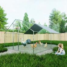 Run With Safety Lock And Waterproof PE Cloth, Metal Small Animal Enclosure For Chickens, Rabbits And Other Small Animals - 3 x 4 x 2m - 查看 3