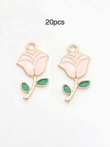 10/20/100PCS Multi-Color Oil-Drip Rose Alloy Jewelry Accessories DIY Necklace Bracelet Earring Pendant Keychain Bag Charm - Rose - View 7