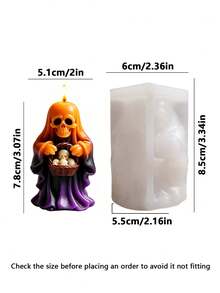 1 pièce Moule à bougie en silicone en forme de citrouille et de crâne d'Halloween, moule en résine de plâtre pour l'aromathérapie en forme de crâne d'Halloween, outil DIY fait main flexible, facile à démouler et réutilisable, décoration de bureau et de maison, cadeau fait main pour Halloween, Thanksgiving, Noël et la saison des récoltes - A - Voir 9