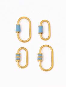 1pc Stainless Steel Oval Threaded Clasp Hook Spiral Buckle, DIY Jewelry Necklace Bracelet Making Accessories - DIY Buttons - View 7