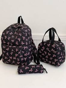 Versatile Fashion Women's Bowknot Print Double-Back Combination Bag Student Backpack - Multicolor - View 4