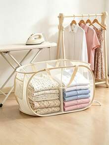 1/2pcs Classic Horizontal Laundry Basket, Hygienic Partition Design, Multi-Functional Basket, Suitable For Storing Clothes And Miscellaneous Items, Applicable For Home, Living Room, Dormitory Or Laundry Room - Multicolor - View 4
