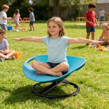Sedia girevole per l'equilibrio per bambini, sedia girevole sensoriale con base metallica antiscivolo, sedia fitness ovale, dispositivo di allenamento per bambini, per migliorare l'equilibrio e la concentrazione nei centri di terapia domiciliare. - Blu - Visualizzare 4