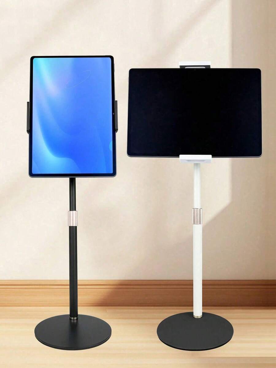 Adjustable Height Desktop Tablet Stand, Stable Round Metal Base, Ideal Support Stand For Live Streaming And Online Courses, Learning Supplies, Standing, Stand - View 1