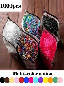 1000pcs Dopamine Colorful Rubber Bands Hair Ties, Hair Accessories - Multicolor - View 7