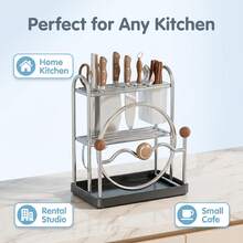 Stainless Steel Kitchen Knife Rack With Drip Tray, For Storing Knives, Cutting Boards, Pot Lids And Kitchen Utensils - Knife Holder With Drip Tray for Draining Water - View 6
