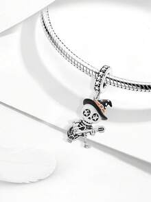 1 Stück minimalistischer modischer Halloween-Anhänger Perle, geeignet für handgemachte DIY-Armbänder, Halsketten und anderen Schmuck, perfektes Geschenk für Frauen - Silber - Übersicht 4