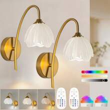 Lampu Dinding Bertenaga Baterai, Lampu Dinding Pengisian Nirkabel Warna Emas dengan Bohlam 2000mAh yang Dapat Dilepas dan Dapat Diredupkan serta Kontrol Jarak Jauh, Dekorasi Dinding 15 Warna, Cocok untuk Kamar Tidur, Ruang Tamu, Lorong - Beraneka warna - View 12