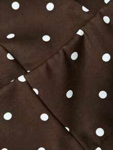 Women's Summer Casual Polka Dot Print Backless Halter Top - Coffee Brown - View 4