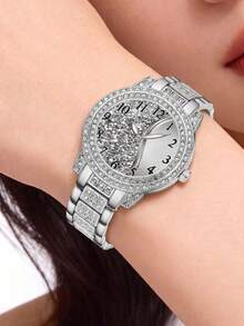 4 PIEZAS Reloj de pulsera de moda para mujer, Esfera con patrón digital floral exquisito, Elegante reloj de cuarzo + Anillo gratis, Adecuado para uso diario, Fiestas de vacaciones, Bodas, Día de San Valentín, Navidad y otras ocasiones, O como el mejor regalo de vacaciones para la novia y la mamá - Multicolor - Ver 3
