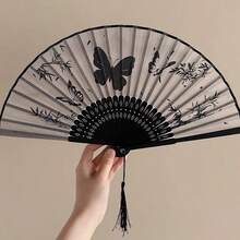 1件/3件/4件 新款中式古典手持摺扇，便攜竹扇，蝴蝶圖案，適合夏季使用，優雅女性手扇，可搭配漢服或旗袍，適用於舞蹈、戲劇道具、攝影道具、室內裝飾，亦適合作為生日、婚禮、情人節、畢業季、母親節送給親友的禮物 - 新中式女士手扇 - 查看 20