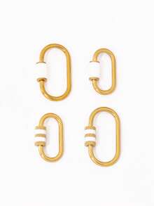 1pc Stainless Steel Oval Threaded Clasp Hook Spiral Buckle, DIY Jewelry Necklace Bracelet Making Accessories - DIY Buttons - View 4