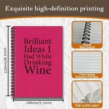 1 Book 50 Sheets 100 Pages Creative Quirky Style Wine-Inspired Spiral Coil Notebook, Suitable For Work And Study To Record Ideas Anytime, Perfect As Graduation Gift, Birthday Gift With Great Thoughtfulness, Whether For Writing Diaries, Making Daily Plans, Or Using As Memo Pads, Versatile Gift Choice For Various Occasions - One Book (50 Pages, 100 Pages) - View 2