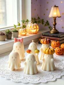 Pumpkin Ghost Candle Silicone Mold, Suitable For Candle Making, Especially For Scented Candles, Halloween Decor, Plaster Craft Molds, Pumpkin-Shaped Ghost Candles, Bow Ghost Candles And Holiday Decoration Molds - Ghost Mold - View 7