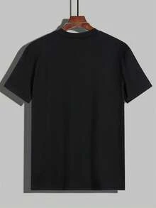 Women's"Normal Is Boring"English Letter Print T Shirt,Simple,Fashion,Elegant,Loose Round Neck Design,Breathable And Comfortable,Suitable For Daily Wea - 黑色 - 查看 2