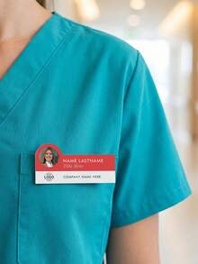 Custom Photo Name Badge, Personalized Employee Name Tag With Logo For Office, Clinic, Hospital, Restaurant & Business, Modern Professional ID Badge, Customized Staff Name Plate, Customizable Workwear Accessory, Appreciation Gift, Holiday Gift - Style a - View 6