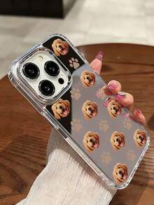 1pc Personalized Paw Print Pattern Customized Pet Design Anti-Hair Shedding Electroplated Shiny Rhinestone Minimalist Phone Case, Compatible With IPhone 17/Air/17pro/17promax/16/15/14/13/12/11 And Other Models, Suitable As A Gift For Friends And Others - Silver - View 3