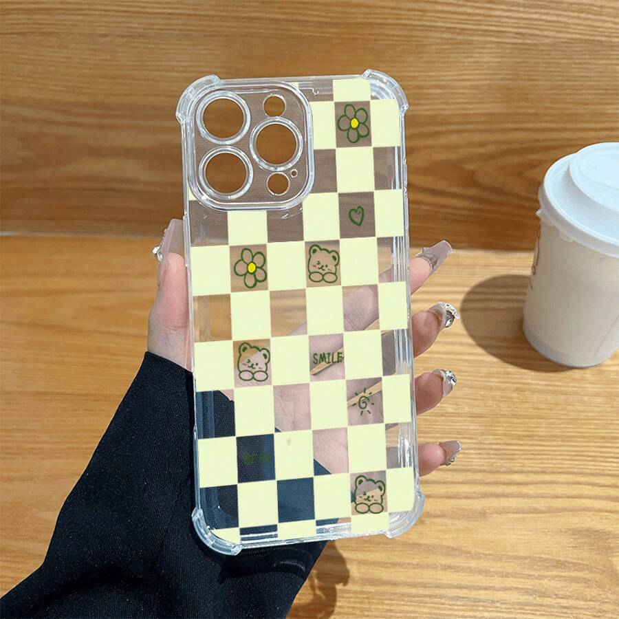 [24h Versand aus DE/FR/ES]Apple 17 16 15 Pro Max Cartoon-Quadrat-Handyhülle, transparente, sturzsichere Schutzhülle mit vier Ecken für iPhone 17 Pro Max, 16, 15, 14, 13 und Galaxy, Redmi, OPPO, , INFINI, leicht und langlebig MX249 - Transparent - Übersicht 1
