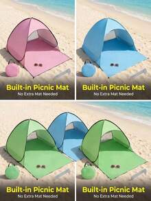 1 cái lều bãi biển pop-up nhẹ, di động, lắp nhanh, chống tia UV chất lượng cao, màu xanh, kèm túi đựng, phù hợp cho cắm trại ngoài trời, bãi biển, công viên, lều trú tức thời, chắc chắn, chống tia UV UPF 50+ - Nhiều màu - Xem 7