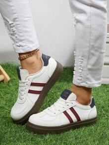Women's Backless Mule Sneakers, Casual Lace-Up Slip-On Retro Trainers, Breathable Non-Slip Flat Shoes For Daily Wear - White - View 3