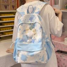 LECEY Mochila de gran capacidad para estudiantes de secundaria, preparatoria y universidad para mujeres - Azul - Ver 3