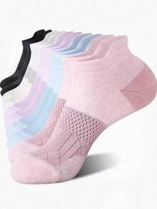 1/2/5/6/8/10/15/20雙女款低筒運動短襪 - 緩衝款休閒低筒跑步襪、女款壓力襪、女襪、壓力襪，適合跑步與健身活動，四季通用運動襪，搭配運動鞋、涼鞋，節日禮物 - 彩色 - 查看 3