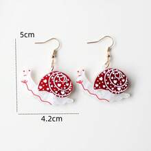 1 Pair Red Snail Shell Acrylic Dangle Earrings For Women, Shiny Quirky Cute Elegant, Suitable For Daily Wear, Versatile, Party, Vacation, Gift, Holiday Gift - Y1346 - View 4