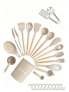 5/12/14/36pcs Kitchen Cooking Utensils Set,Non-Stick Silicone Cooking Kitchen Utensils Spatula Set With Holder, Wooden Handle Silicone Kitchen Gadgets Utensil Set - Multicolor - View 29