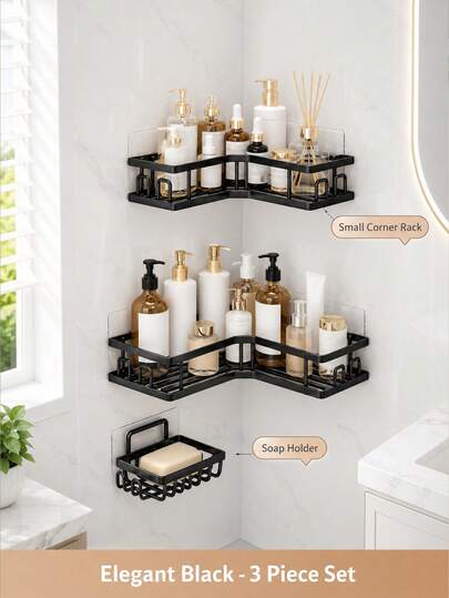 Streamlined Bathroom Organizer Corner No Drill Bathroom Storage Shelf For Shared Apartments Conditioners Adhesive Shower Caddy Rack Combo