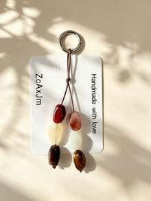 1pc Colorful Asymmetrical Acrylic Beaded Handmade Woven Lanyard Keychain, Also Suitable For Wallet, Handbag And Other Bag Decoration Pendant, Excellent Gift, Exquisite Beaded Decorative Accessory - Multicolor - View 7