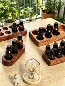 1PC Wooden Essential Oil Storage Rack, Multiple Wooden Storage Bases, Porous Wooden Storage Boxes, Suitable For Regular Storage In Multiple Scenarios, Suitable For Desktop Storage, Beauty Storage, Essential Oil Storage. - View 9